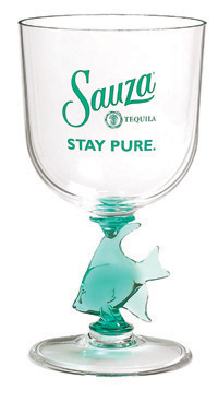Plastic Wine Goblet with Blue Fish Stem